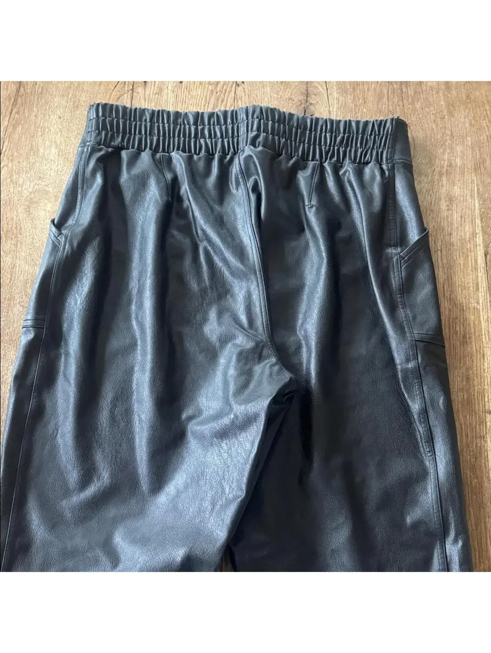 SPANX Leather Like Jogger Pants Noir Black Size 1X